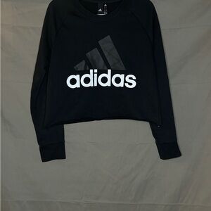 Adidas Black Cropped Logo Sweatshirt